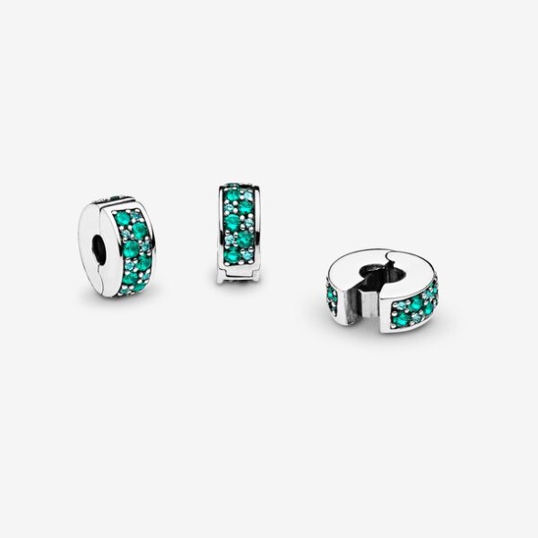 Teal Pave Clip Charm Pandora CA