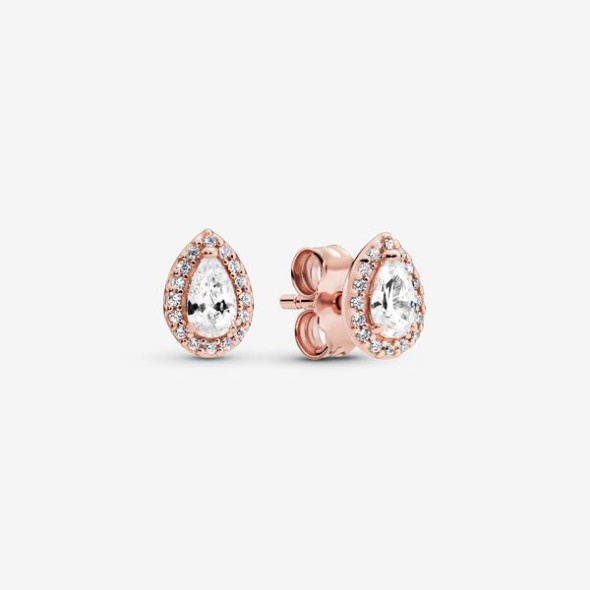 Teardrop Halo Stud Earrings Pandora CA Rose Gold Plated