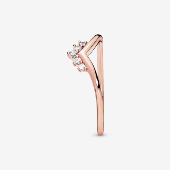 Tiara Wishbone Ring Pandora CA Rose Gold Plated
