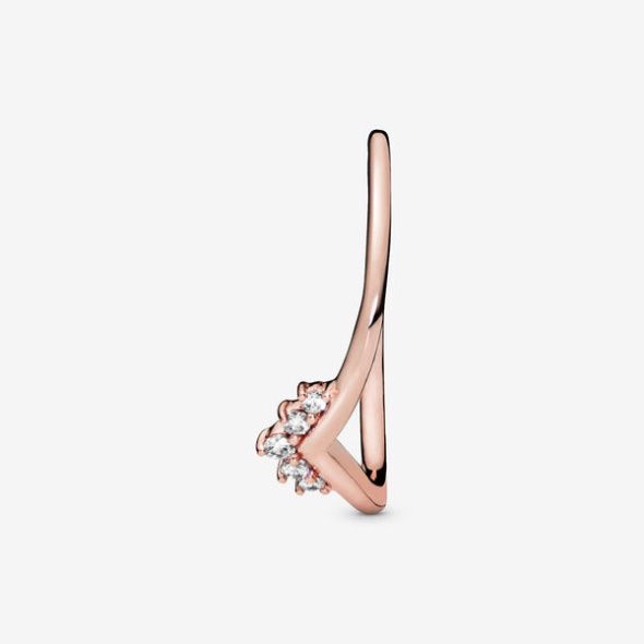 Tiara Wishbone Ring Pandora CA Rose Gold Plated