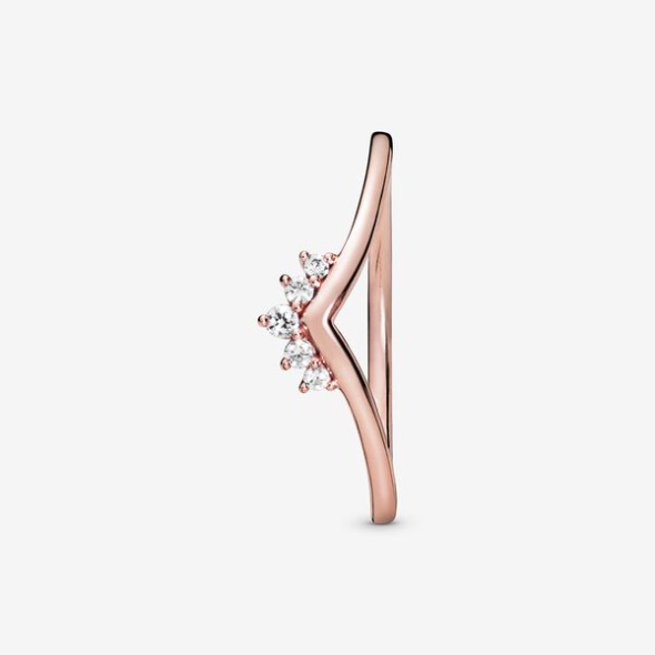Tiara Wishbone Ring Pandora CA Rose Gold Plated