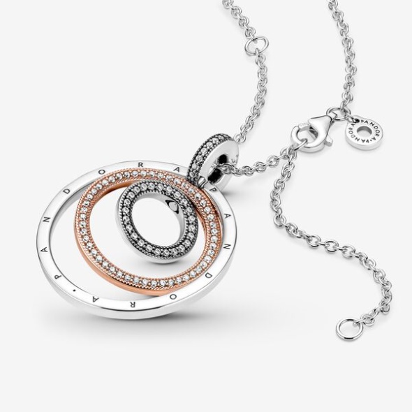 Two-Tone Circles Pendant Necklace Pandora CA
