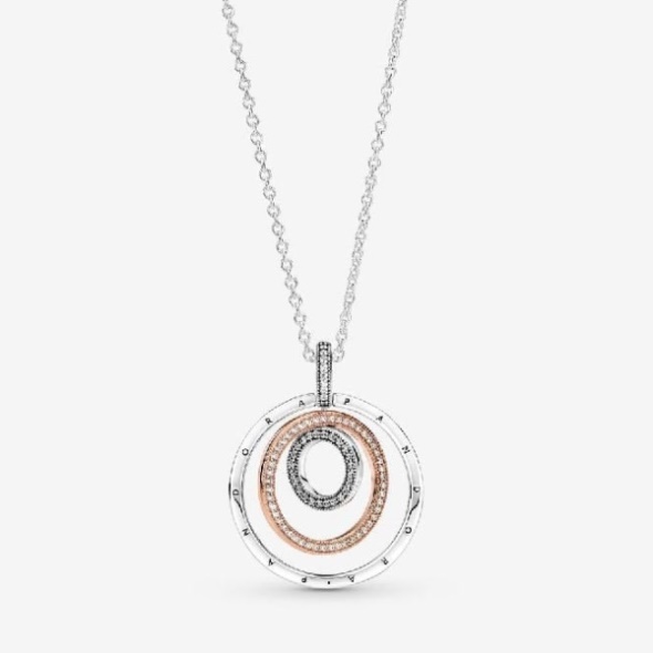 Two-Tone Circles Pendant Necklace Pandora CA