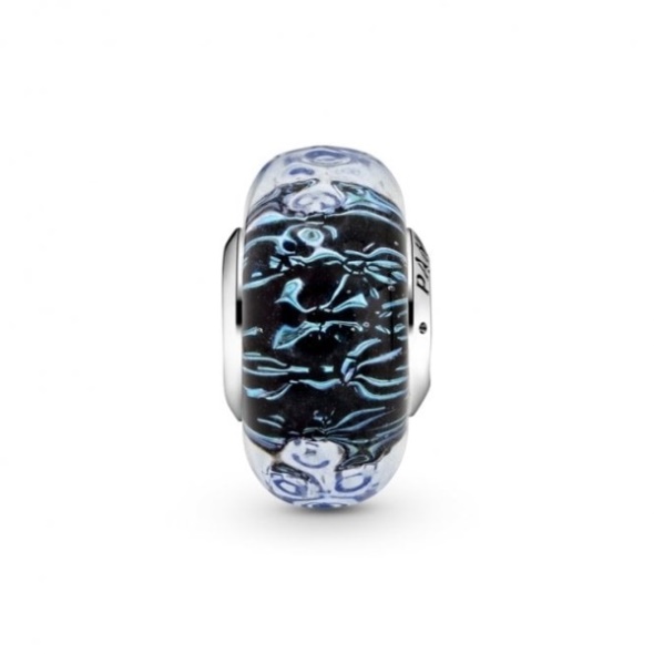 Wavy Dark Blue Murano Glass Ocean Charms Pandora CA