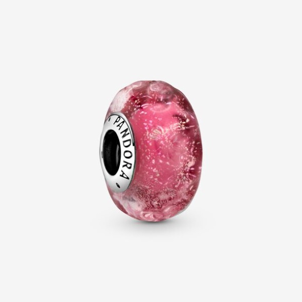 Wavy Fancy Pink Murano Glass Charm Pandora CA
