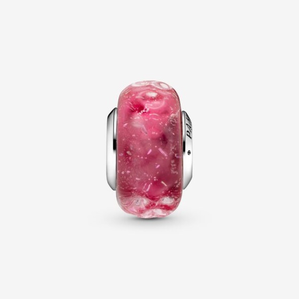 Wavy Fancy Pink Murano Glass Charm Pandora CA