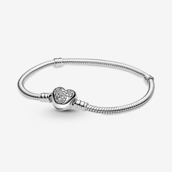 Disney Pandora CA Moments Mickey Mouse Heart Clasp Snake Chain Bracelet