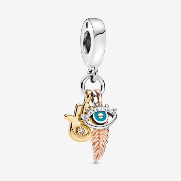 Hamsa All-Seeing Eye Feather Spirituality Dangle Charm Pandora CA