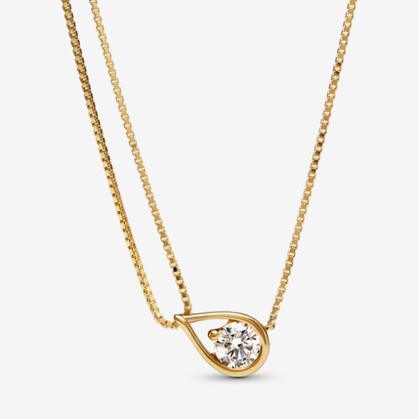 Pandora CA Brilliance Lab-Created 0.75 Ct Tw Diamond Double Chain Collier Necklace Gold