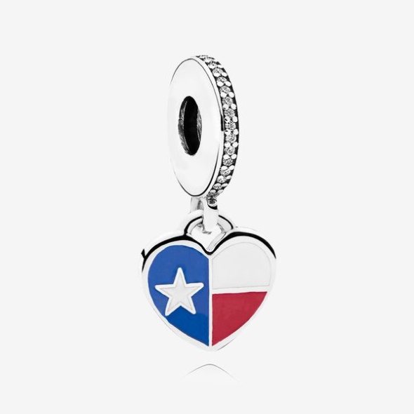 Texas Flag Heart Dangle Charm Mixed Enamel Pandora CA
