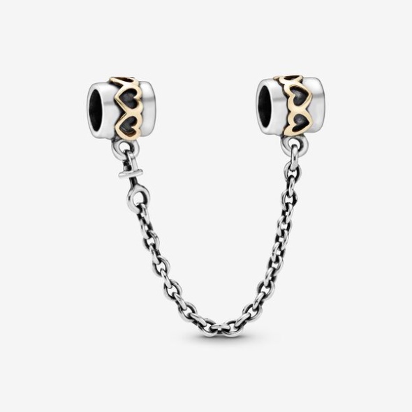 Hearts Safety Chain Charm-Final Sale Pandora CA Two-Tone