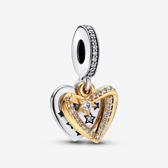 Shooting Star Hearts Double Dangle Charm Pandora CA