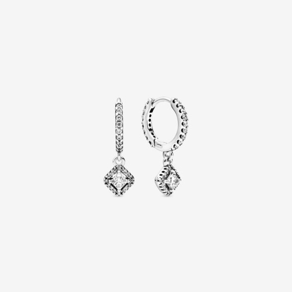 Square Sparkle Hoop Earrings Pandora CA