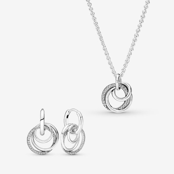 Family Always Encircled Hoop Earrings And Necklace Set Pandora CA