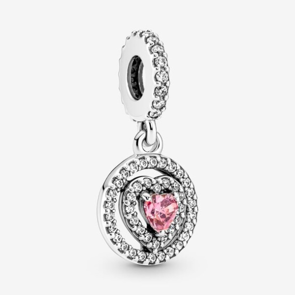 Sparkling Double Halo Heart Dangle Charm Pandora CA