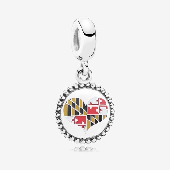 Maryland Flag Heart Dangle Charm Pandora CA
