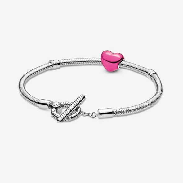 Pandora CA Moments Pink Heart T-Bar Bracelet Gift Set
