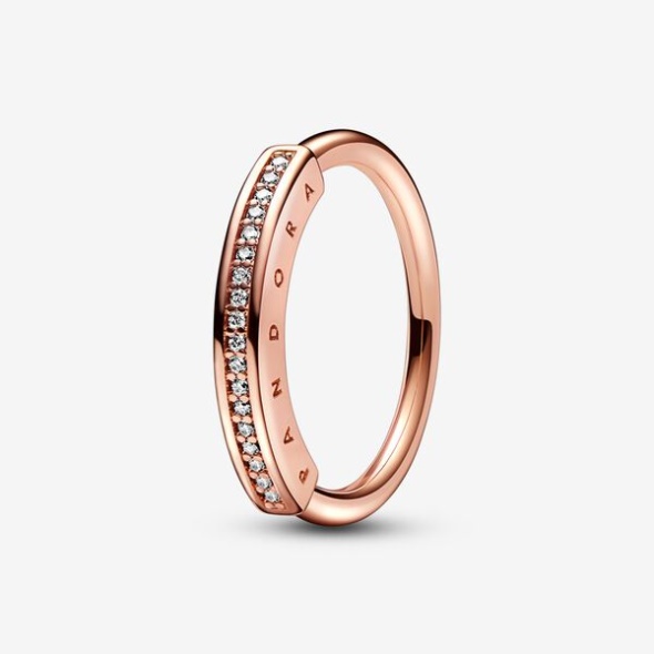 Pandora CA Signature I-D Pave Ring Rose Gold Plated