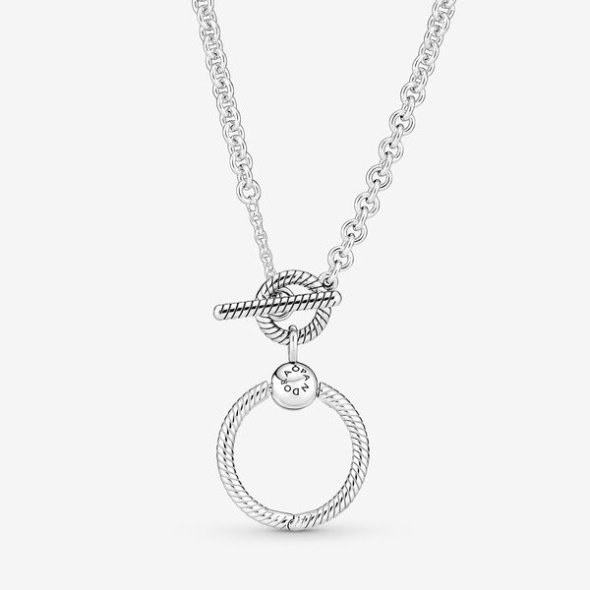 Pandora CA Moments O Pendant T-Bar Necklace