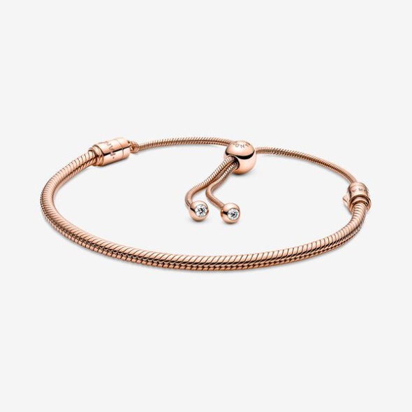 Pandora CA Moments Snake Chain Slider Bracelet Rose Gold Plated