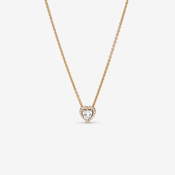 Elevated Heart Necklace Pandora CA Gold