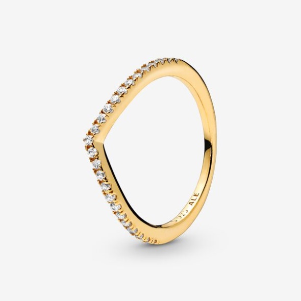 Sparkling Wishbone Ring Pandora CA Gold Plated