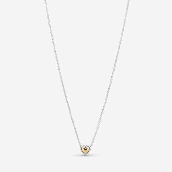 Domed Golden Heart Collier Necklace Pandora CA