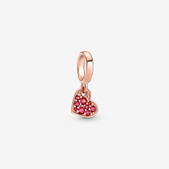 Red Pave Tilted Heart Dangle Charm Pandora CA