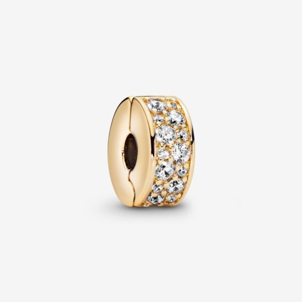 Pandora CA Clear Pave Clip Charm Gold Plated
