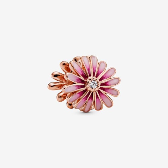 Pink Daisy Flower Charm Pandora CA Rose Gold Plated