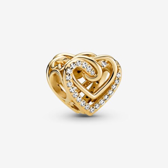 Sparkling Entwined Hearts Charm Pandora CA Gold Plated