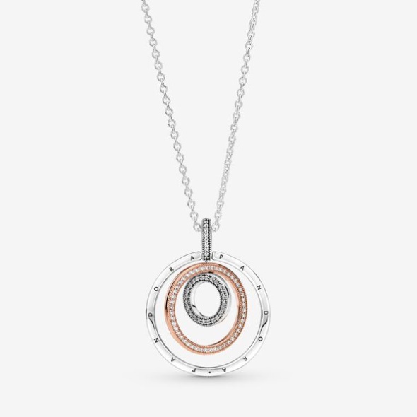 Two-Tone Circles Pendant Necklace Pandora CA