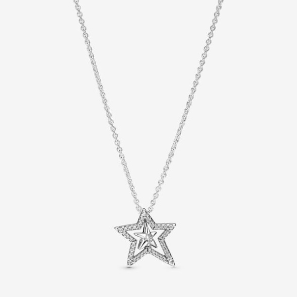 Pave Asymmetric Star Collier Necklace Pandora CA