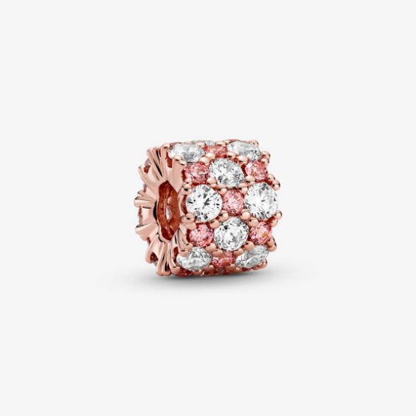 Pink Clear Sparkle Charm Pandora CA Rose Gold Plated