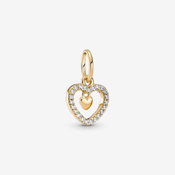 Sparkling Double Heart Dangle Charm Pandora CA