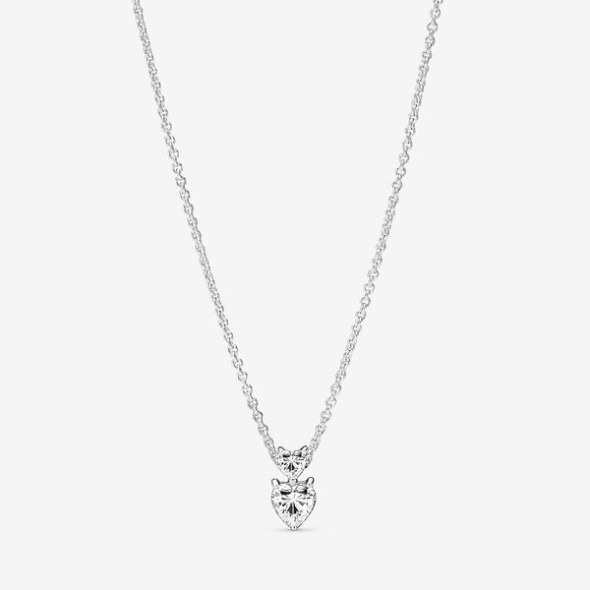 Double Heart Pendant Sparkling Collier Necklace Pandora CA