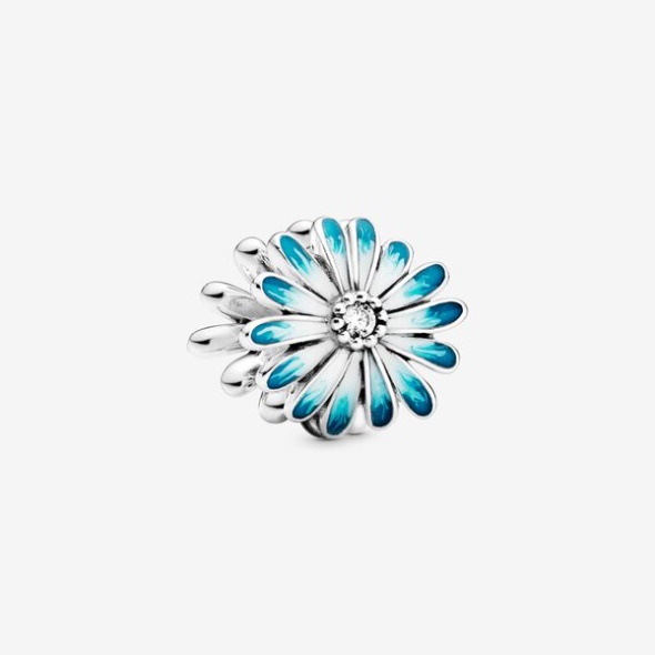 Blue Daisy Flower Charm Pandora CA Sterling Silver