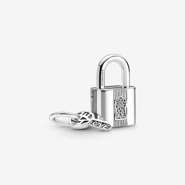Padlock And Key Dangle Charm Pandora CA Sterling Silver