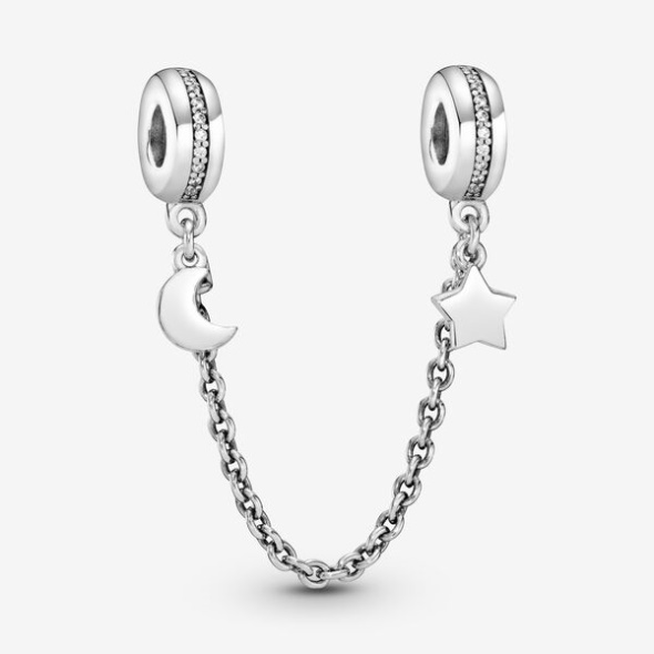 Half Moon And Star Safety Chain Charm Pandora CA
