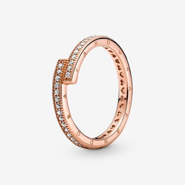 Sparkling Overlapping Ring Pandora CA Rose Gold Plated