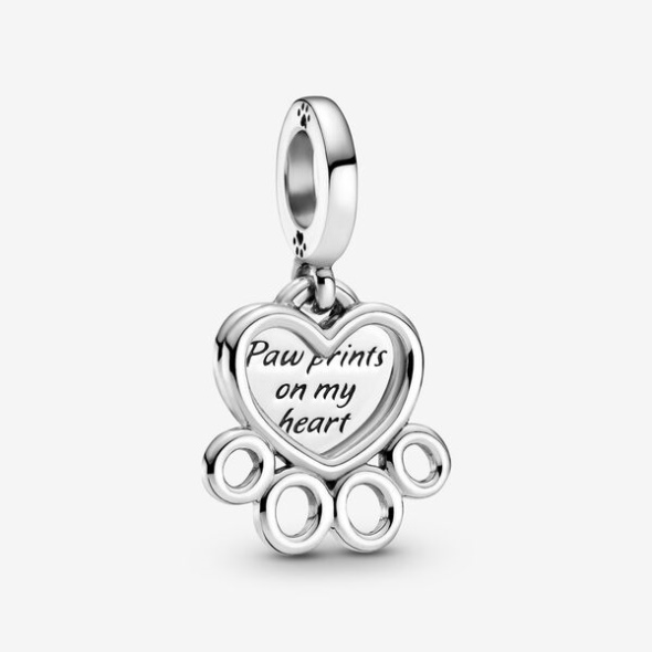 Hearts Paw Print Dangle Charm Pandora CA