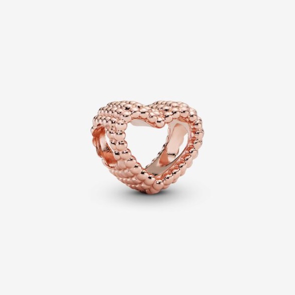 Beaded Open Heart Charm Pandora CA Rose Gold Plated
