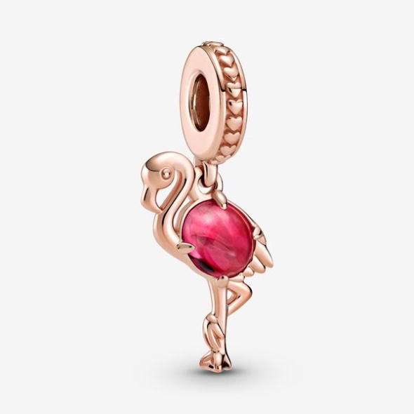 Pink Murano Glass Flamingo Dangle Charm Pandora CA