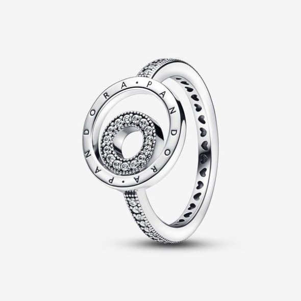 Pandora CA Signature Logo Circles Pave Ring