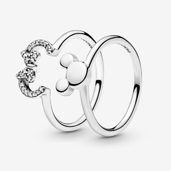 Disney Mickey And Minnie Mouse Silhouette Puzzle Ring Set Pandora CA