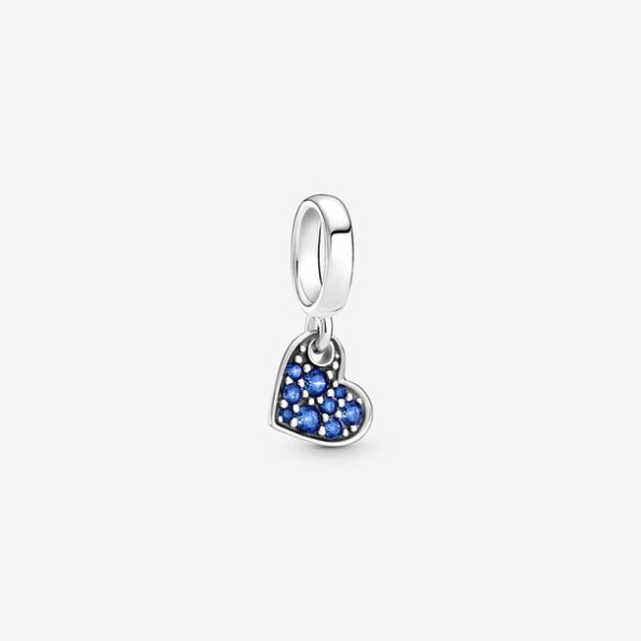 Stellar Blue Pave Tilted Heart Dangle Charm Pandora CA
