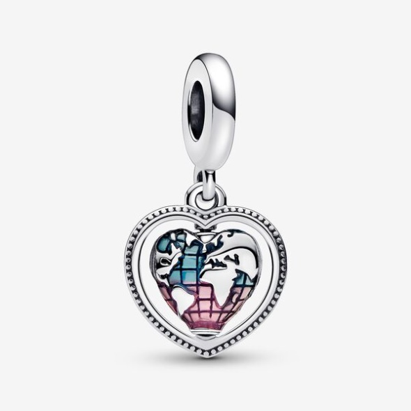 Family Spinning Heart Globe Dangle Charm Pandora CA