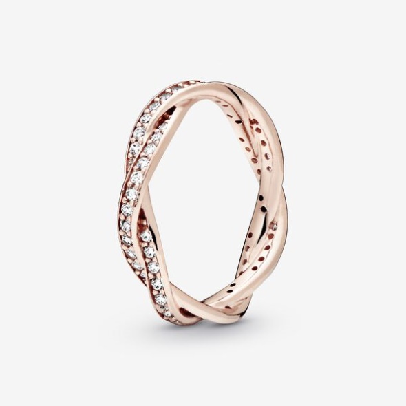 Sparkling Twisted Lines Ring Pandora CA Rose Gold Plated