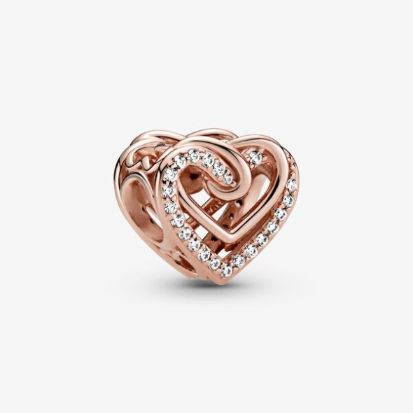Sparkling Entwined Hearts Charm Pandora CA Rose Gold Plated