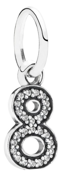 Pandora CA Number 8 Dangle Charm Clear CZ